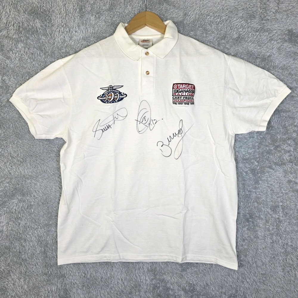 Vtg 2000 Target Chip Ganassi Racing Polo SIGNED Junqueira Zanardi Vasser Indy LG